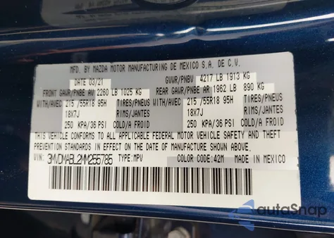 2021 Mazda Cx-30 Select из США, поврежденный, VIN 3MVDMABL2MM255785